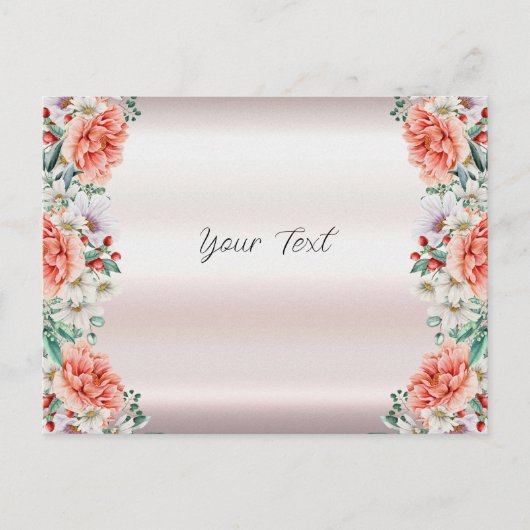 水彩牡丹花はがき ポストカード (正面)