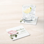 水彩牡丹花名刺 スクエアペーパーコースター (インサイチュ)