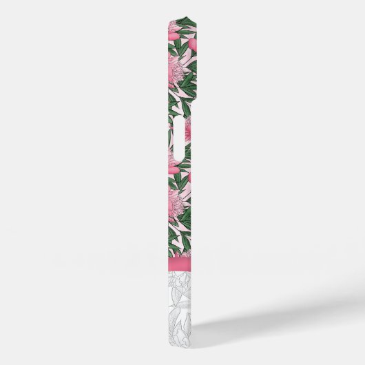 水彩牡丹花模様ピンクモノグラム Case-Mate iPhoneケース (裏面 / 右)