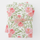 水彩牡丹花模様 ラッピングペーパーシート (インサイチュ)