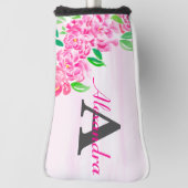 水彩牡丹誕生日モノグラム ゴルフヘッドカバー (回転90)