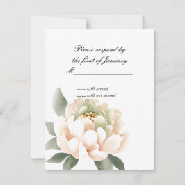 水彩牡丹返信カード 出欠カード