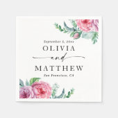 水彩牡丹。エレガントフローラ結婚ズ スタンダードカクテルナプキン (正面)