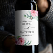 水彩牡丹。エレガントフローラ結婚ズ ワインラベル