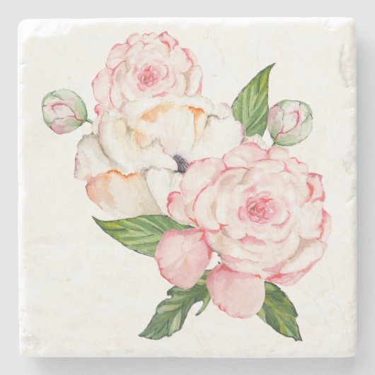 水彩牡丹 ストーンコースター (正面)