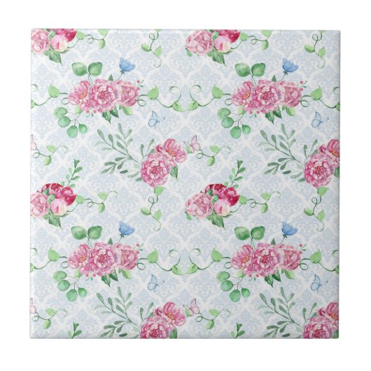 水彩牡丹 タイル (正面)