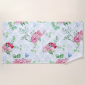 水彩牡丹 ビーチタオル (正面)