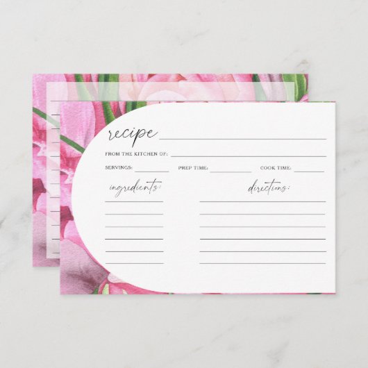 水彩牡丹 – ブライダルシャワーレシピ (正面/裏面)