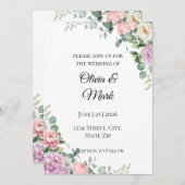 水彩牡丹&ユーカリ結婚式招待状 招待状 (正面/裏面)