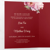 水彩牡丹 |写真中国の結婚の 三つ折り招待状 (内部最初)