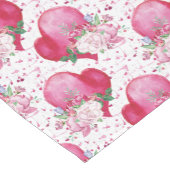 水彩牡丹、水彩色ハート ショートテーブルランナー (コーナー)