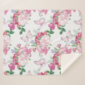 水彩牡丹、水彩蝶 シェルパブランケット (正面(横))