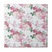 水彩牡丹、水彩蝶 タイル (正面)