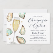 水彩牡蠣とシャンパンのリハーサルディナー 招待状 (正面)