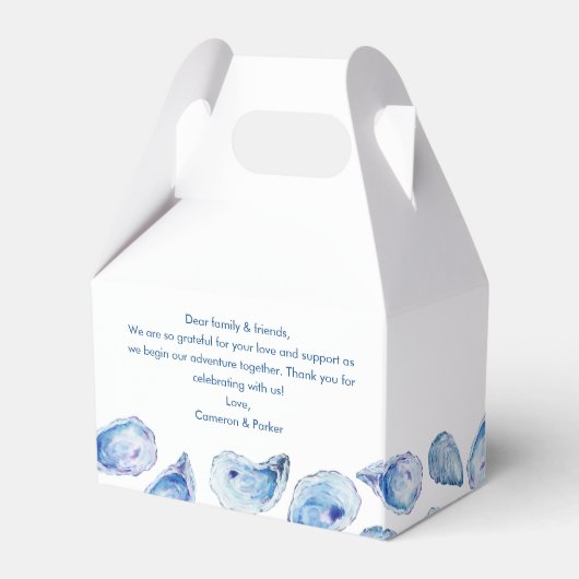 水彩牡蠣の貝殻の青と白結婚の フェイバーボックス (裏面サイド)