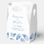 水彩牡蠣の貝殻の青と白結婚の フェイバーボックス (オープン)