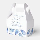 水彩牡蠣の貝殻の青と白結婚の フェイバーボックス (正面サイド)