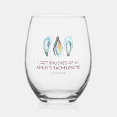 水彩牡蠣沿海海辺独身最後の夜 ステムなしワイングラス (正面)