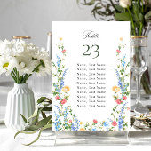 水彩牧草地の野草花席チャートカード 招待状