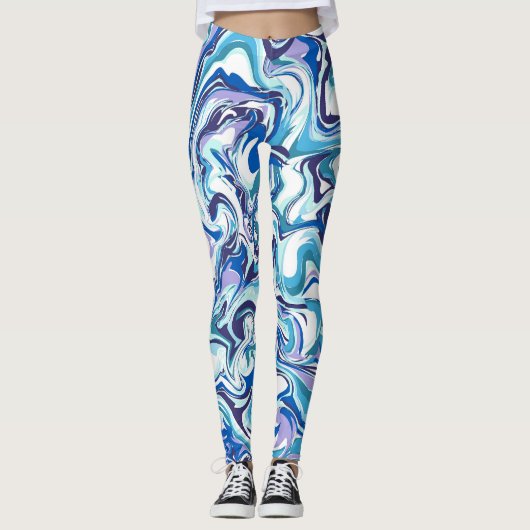 水彩牧草地ブラウンシックなブロンド秋衣装 レギンス (正面)