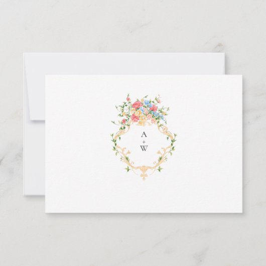 水彩牧草地ワイルドフラワーボヘミアンウェディングRSVP 出欠カード (裏面)