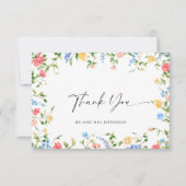 水彩牧草地ワイルドフラワーボヘミアン結婚ズ サンキューカード (正面)