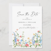 水彩牧草地ワイルドフラワーボヘミアン結婚ズ セーブザデート (正面)