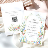 水彩牧草地ワイルドフラワーボヘミアン結婚ズ セーブザデート