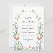 水彩牧草地ワイルドフラワーボヘミアン結婚ズ セーブザデート (正面)