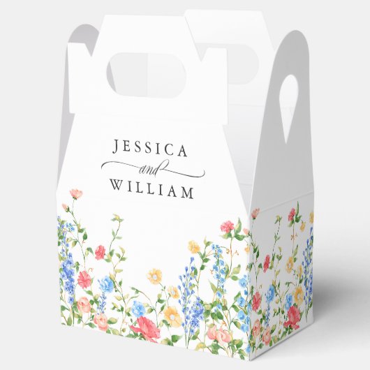 水彩牧草地ワイルドフラワーボヘミアン結婚ズ フェイバーボックス (オープン)