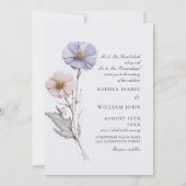 水彩牧草地ワイルドフラワーボヘミアン結婚ズ 招待状 (正面)