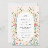 水彩牧草地ワイルドフラワーボヘミアン結婚ズ 招待状 (正面)