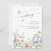水彩牧草地ワイルドフラワーボヘミアン結婚ズ 招待状 (正面)