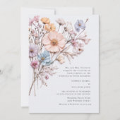 水彩牧草地ワイルドフラワーボヘミアン結婚ズ 招待状 (正面)