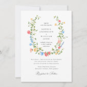 水彩牧草地ワイルドフラワーボヘミアン結婚ズ 招待状 (正面)