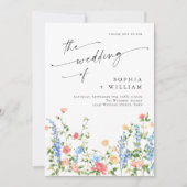 水彩牧草地ワイルドフラワーボヘミアン結婚ズ 招待状 (正面)