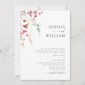 水彩牧草地ワイルドフラワーボヘミアン結婚ズ 招待状 (正面)