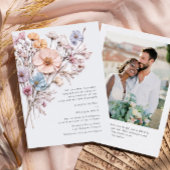 水彩牧草地ワイルドフラワーボヘミアン結婚ズ 招待状