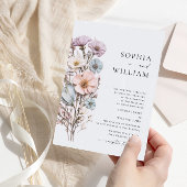 水彩牧草地ワイルドフラワーボヘミアン結婚ズ 招待状