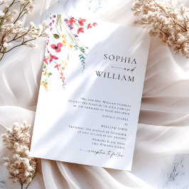 水彩牧草地ワイルドフラワーボヘミアン結婚ズ 招待状