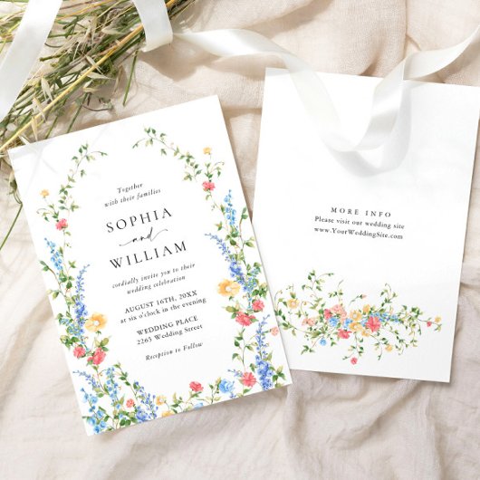 水彩牧草地ワイルドフラワーボヘミアン結婚ズ 招待状
