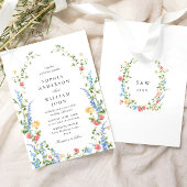水彩牧草地ワイルドフラワーボヘミアン結婚ズ 招待状