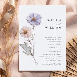 水彩牧草地ワイルドフラワーボヘミアン結婚ズ 招待状