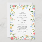水彩牧草地ワイルドフラワーボヘミアン結婚ズ 招待状 (正面)