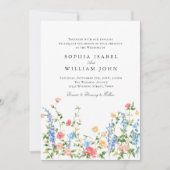 水彩牧草地ワイルドフラワーボヘミアン結婚ズ 招待状 (正面)