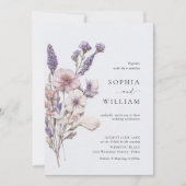 水彩牧草地ワイルドフラワーボヘミアン結婚ズ 招待状 (正面)