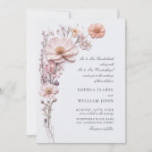 水彩牧草地ワイルドフラワーボヘミアン結婚ズ 招待状 (正面)