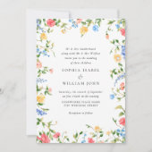 水彩牧草地ワイルドフラワーボヘミアン結婚ズ 招待状 (正面)