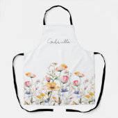 水彩牧草地ワイルドフラワーマザーの日 エプロン (正面)