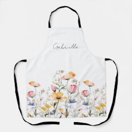 水彩牧草地ワイルドフラワーマザーの日 エプロン